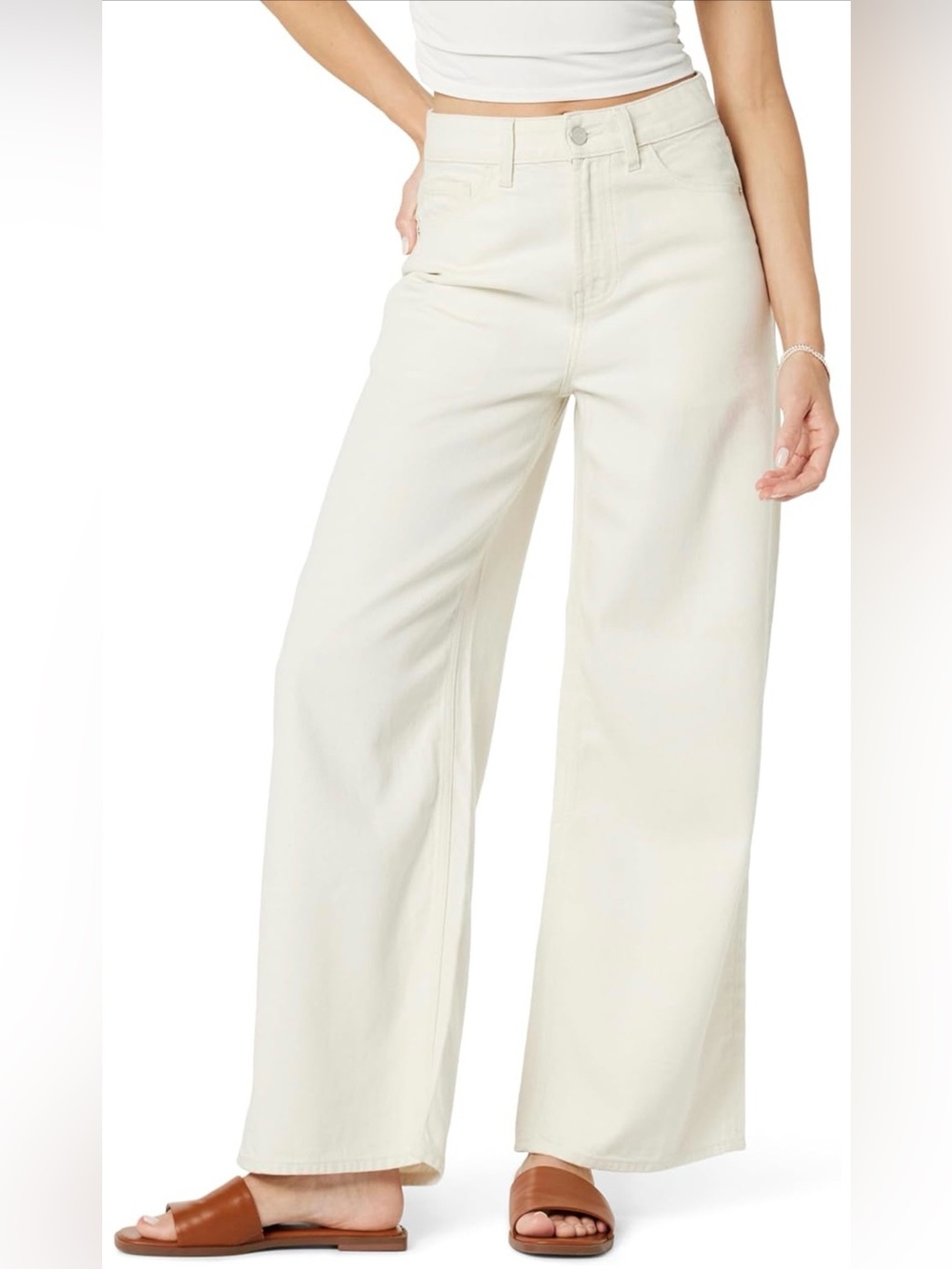 The Drop Alba Wide-Leg Denim Pants Ecru Size 24 NWT Tencel Blend
